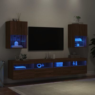 vidaXL TV ormarići s LED svjetlima 2 kom boja hrasta 40,5 x 30 x 60 cm
