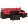 vidaXL 6-dijelni set vrtnih sofa s jastucima smeđi od poliratana bagrem