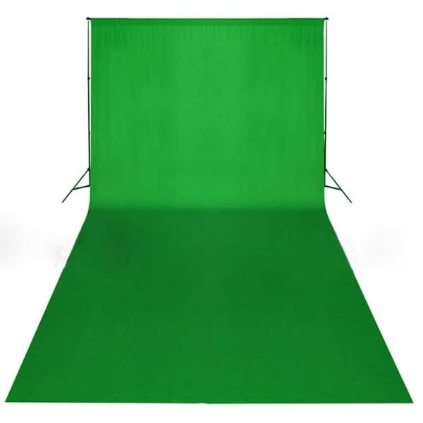 vidaXL Pozadina pamučna bez stalka zelena 600 x 300 cm chroma key