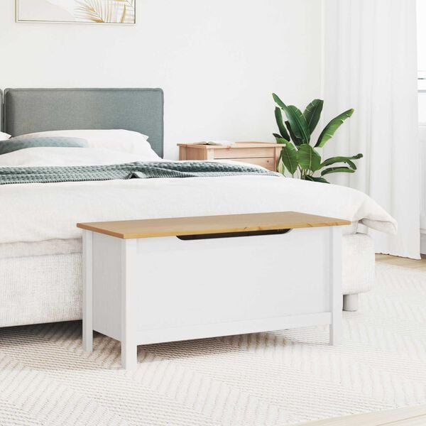 vidaXL Kutija za spremanje Hill Bijela i medeno smeđa 90 x 40 x 45 cm