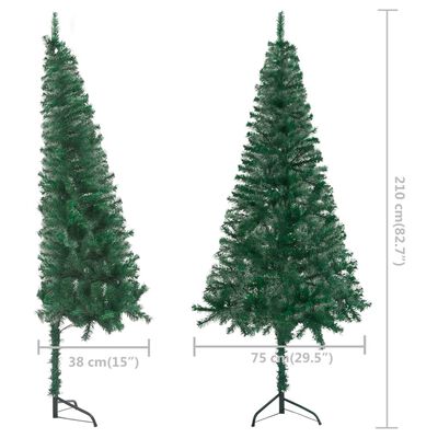 vidaXL Kutno umjetno osvijetljeno božićno drvce zeleno 210 cm PVC