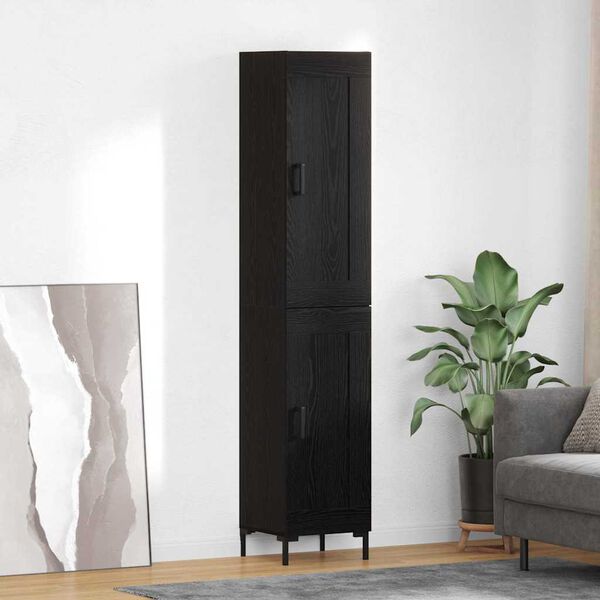 vidaXL Highboard Crni hrast 34,5 x 34 x 180 cm Konstruirano drvo