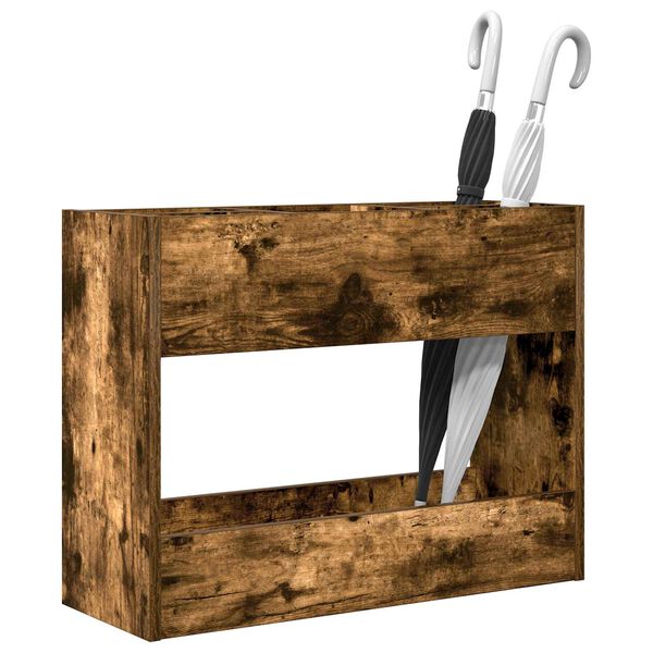 vidaXL Stalak za ki&scaron;obran s pohranom Dimljeni hrast 65 x 24 x 50 cm