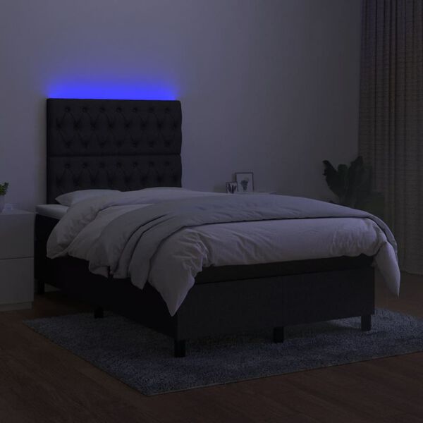 vidaXL Krevet box spring s madracem LED crni 120 x 190 cm od tkanine