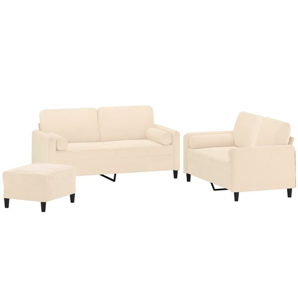 vidaXL 3-dijelni set sofa s jastucima krem bar&scaron;unasti