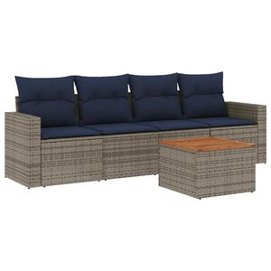 vidaXL 5-dijelni set vrtnih sofa od poliratana s jastucima sivi
