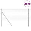 vidaXL Ograda s postovima Srebrno 0,6 x 25 m Čelik i PVC