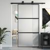 vidaXL Klizna vrata crna 102,5x205 cm od kaljenog stakla i aluminija