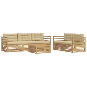 vidaXL Set vanjskih sofa 6 pcs Bijela i bež
