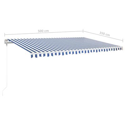vidaXL Automatska tenda sa senzorom LED 500x350 cm plavo-bijela