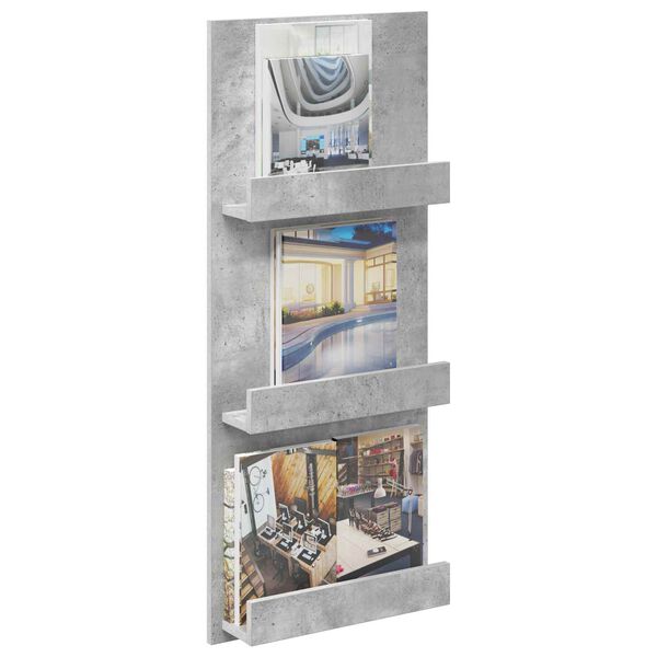 vidaXL Polica za časopise s policom Betonski sivi 51 x 11 x 102 cm