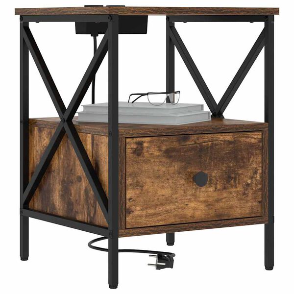 vidaXL Noćni ormar s ladicama Dimljeni hrast 41,5 x 40,5 x 55 cm