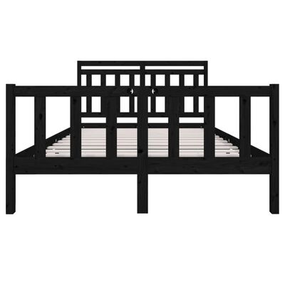 vidaXL Okvir za krevet od masivnog drva crni 140 x 190 cm