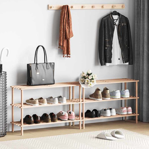 vidaXL Stalci za cipele s 3 razine 2 kom od masivne jelovine