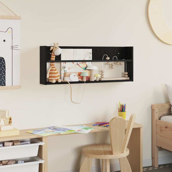 vidaXL Polica za časopise Crni hrast 80 x 12 x 30 cm Konstruirano drvo