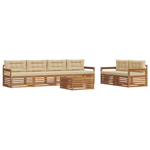 vidaXL Set vanjskih sofa s jastukom 7 pcs Prirodna i bež