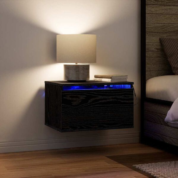 vidaXL Wall-mounted noćni ormarić Crni hrast 50 x 36 x 30 cm