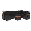 vidaXL 9-dijelni set vrtnih sofa s jastucima crni od poliratana