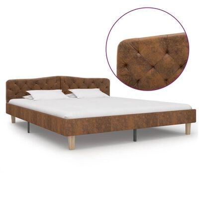 vidaXL Okvir za krevet od umjetne brušene kože smeđi 180 x 200 cm