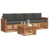 vidaXL Setovi sofa 5 pcs Prirodna i antracit Čvrsto drvo akacije