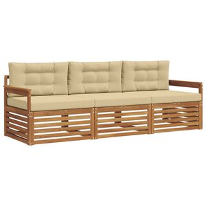 vidaXL Set vanjskih sofa s jastukom 3 pcs Prirodna i bež
