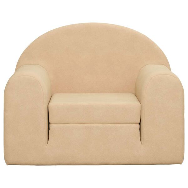 vidaXL Dječji kauč na razvlačenje krem mekani plišani