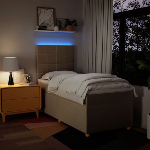 vidaXL Okvir kreveta s oprugama i madrac krem 80x200 cm od tkanine