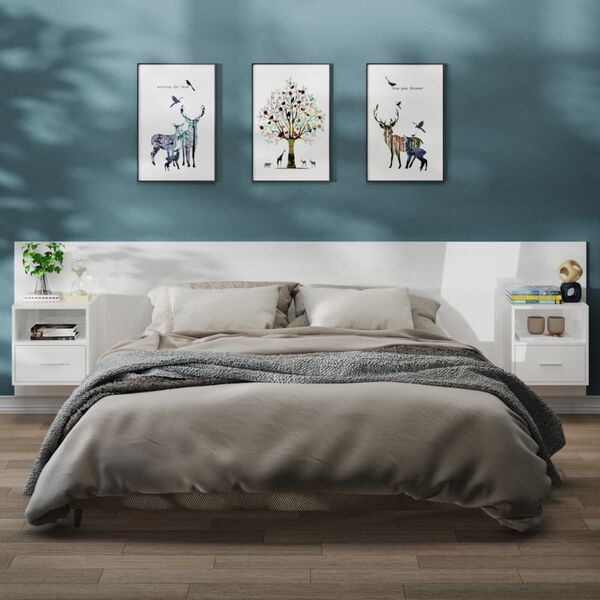 vidaXL Zidni noćni ormarići 2 kom visoki sjaj bijeli