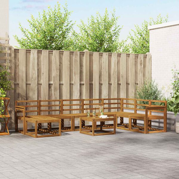 vidaXL Set vanjskih sofa 9 pcs Prirodna Čvrsto drvo akacije