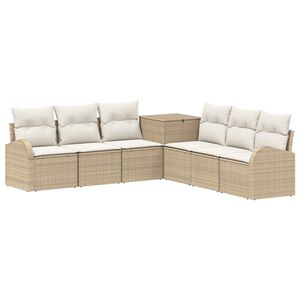vidaXL Set sofe 7 kom. Bež i krem bijela Poli Rattan i čelik