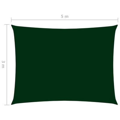 vidaXL Jedro protiv sunca od tkanine pravokutno 3 x 5 m tamnozeleno