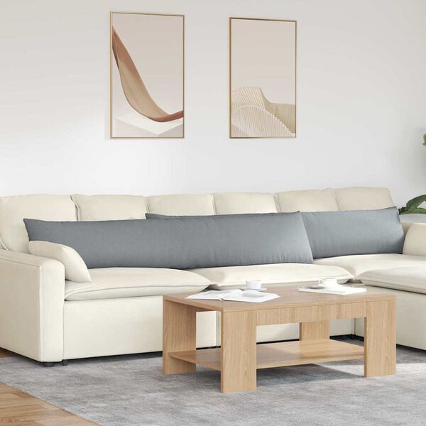 vidaXL Jastučići za sofu 2 pcs Svijetlo siva 200 x 40 cm tkanina