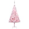 vidaXL Umjetno osvijetljeno božićno drvce s kuglicama rozo 210 cm PVC