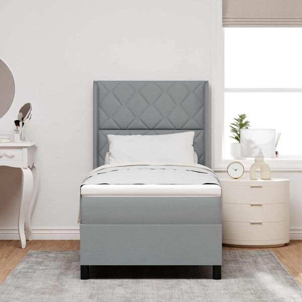 vidaXL LED Box Spring Krevet Svijetlo siva 100 x 200 cm tkanina