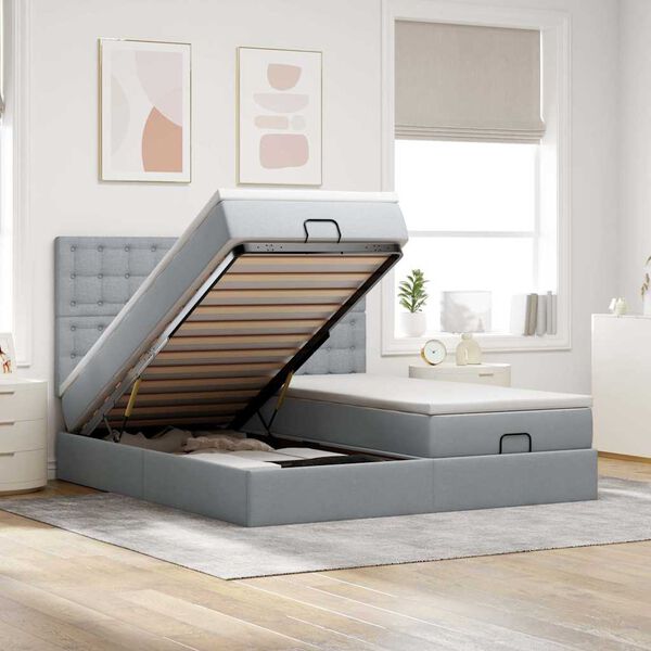 vidaXL Okvir kreveta s madracima svijetlosivi 180x200cm tkanine