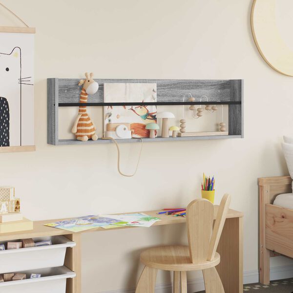 vidaXL Polica za časopise s policom Zidne Siva Sonoma 100 x 12 x 30 cm