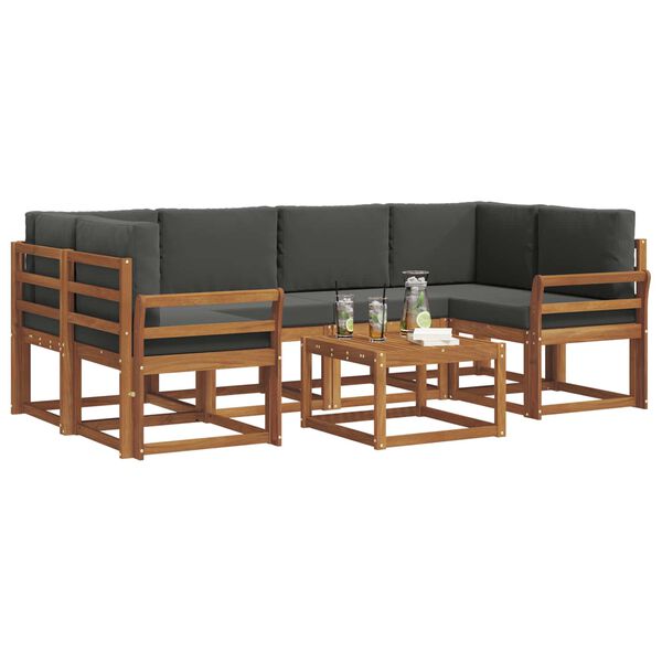 vidaXL Set vanjskih sofa s jastukom 7 pcs Prirodna i antracit