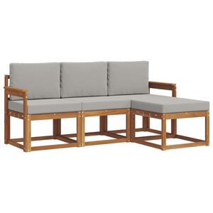 vidaXL Set vanjskih sofa s jastukom 4 pcs Prirodna i svijetlo siva
