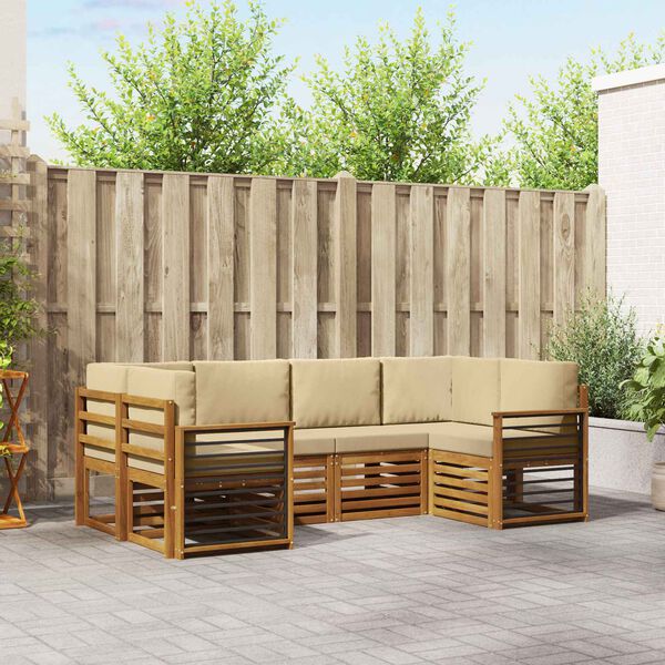 vidaXL Sekcijska garnitura 6 pcs Prirodna Čvrsto drvo akacije