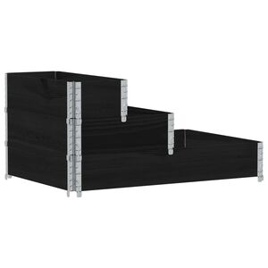 vidaXL Povi&scaron;ena gredica s 3 razine crna 120 x 80 cm masivna borovina