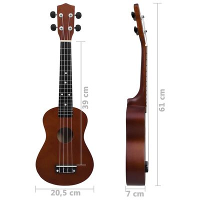 vidaXL Set ukulelea Soprano s futrolom za djecu Natural 23 "