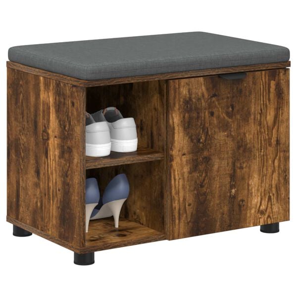 vidaXL Klupa za hodnik s jastukom Dimljeni Hrast 60 x 38 x 46 cm