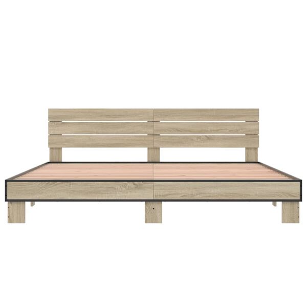 vidaXL Okvir za krevet boja hrasta 200x200cm konstruirano drvo i metal