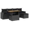 vidaXL 6-dijelni set vrtnih sofa s jastucima crni od poliratana