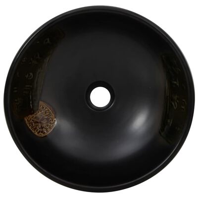 vidaXL Nadgradni umivaonik crni okrugli Φ 41 x 14 cm keramički