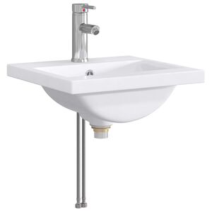 vidaXL Umivaonik s slavinom i odvodom Krom 42 x 40 x 16,5 cm Keramika