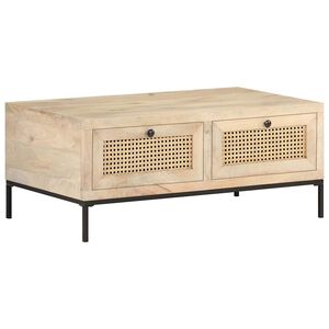 vidaXL Stolić za kavu 90x50x37 cm masivno drvo manga i prirodna trska