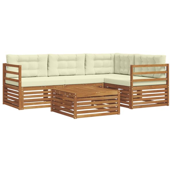 vidaXL Set vanjskih sofa s jastukom 5 pcs Prirodna i krem