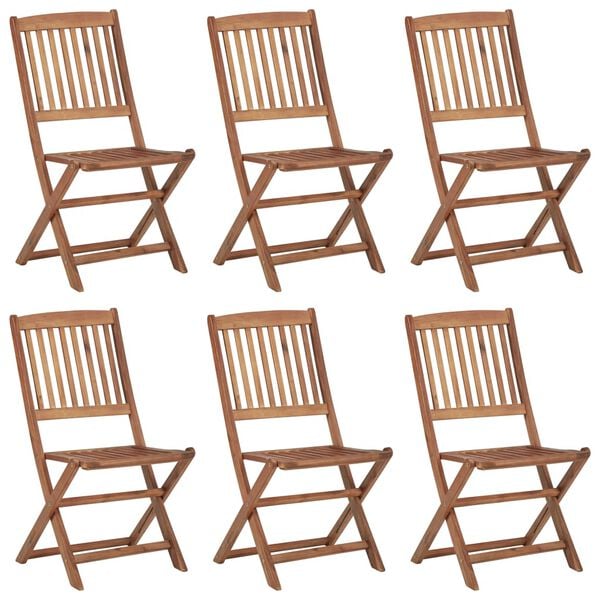 vidaXL Sklopive vrtne stolice s jastucima 6 kom masivno bagremovo drvo