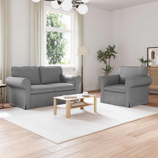 vidaXL Sofa 2 pcs Svijetlo siva 155 x 82 x 80 cm tkanina
